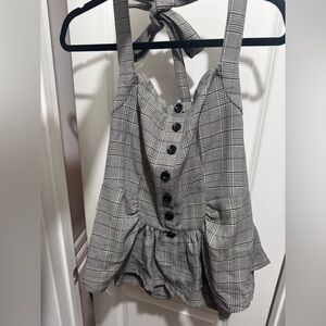 Free People Plaid Button-Up Halter Top